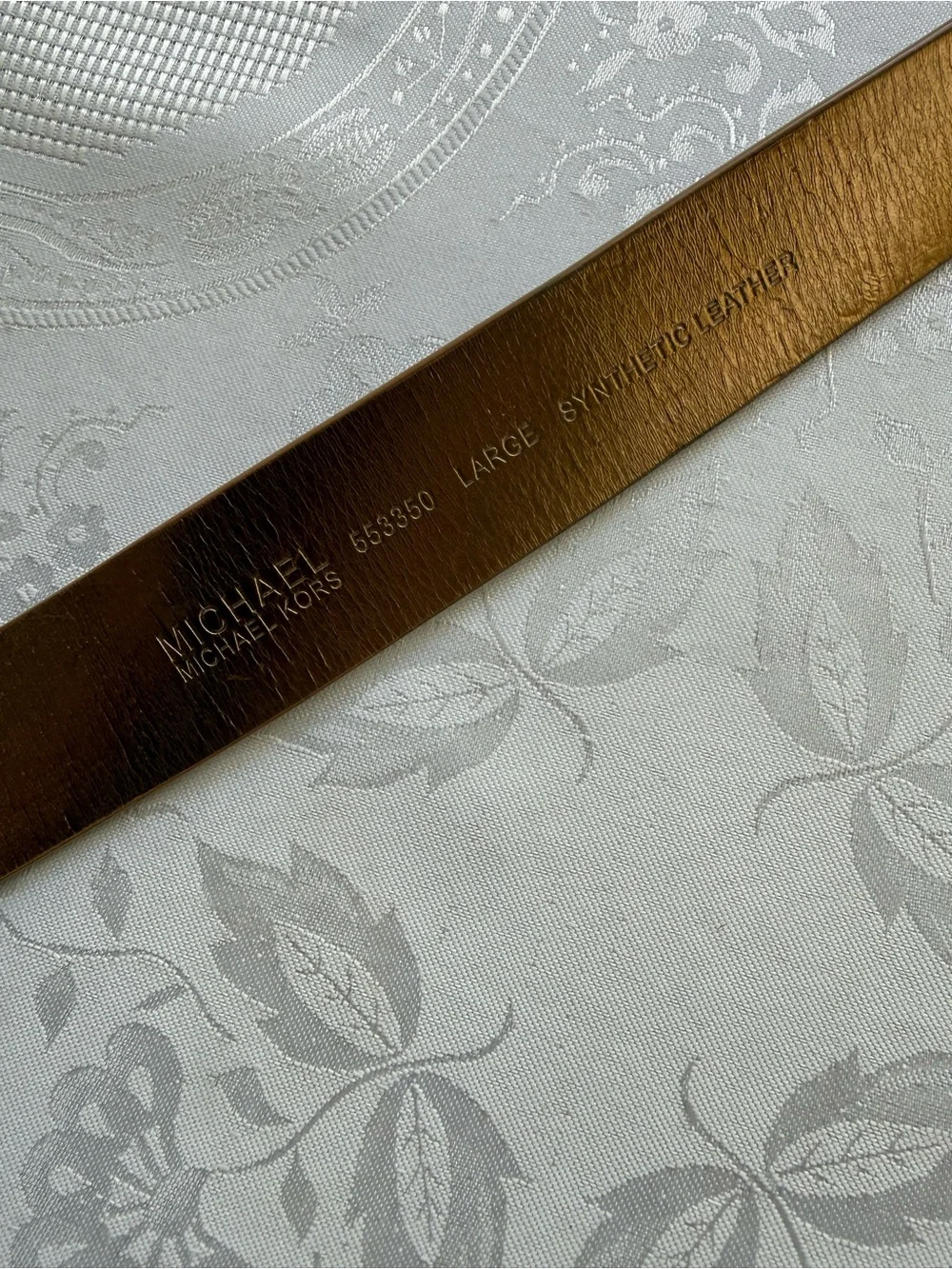 MICHAEL Michael Kors Hamilton Brown/Camel Leather Belt Gold-Tone Signature Buckl